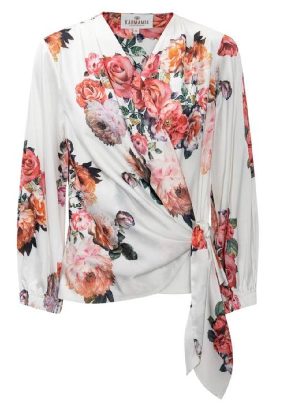 Karmamia Elena Wrap Blouse in Fiori Blanc - Size S - NWT